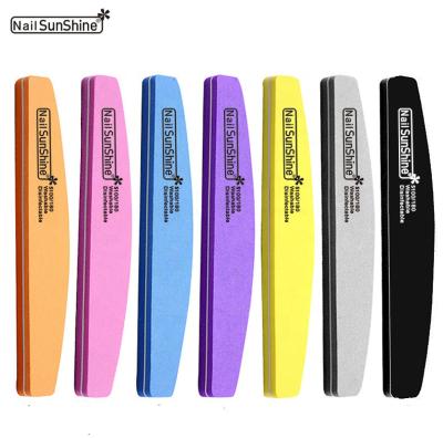 China Eco-friendly 6 Color Sunshine Half Moon Washable High Elastic Custom Printed Pad Sponge Sanding Nail File for sale