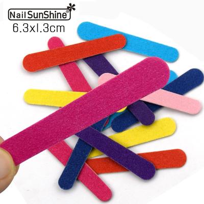 China 6.3x1.1cm Short Thin Colorful Nail Backboard 150/150 Grit Board Emery Wood Hot Promotional Custom Logo Gifts Eco-Friendly Sales for sale