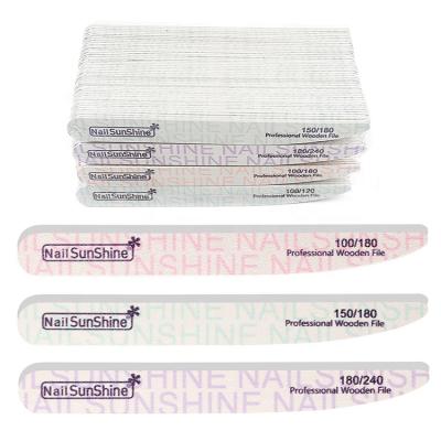 China Double sandpaper wood+sandpaper resistance sandpaper manicure files manicure files material disposable use sanding nail file 100/180 for sale