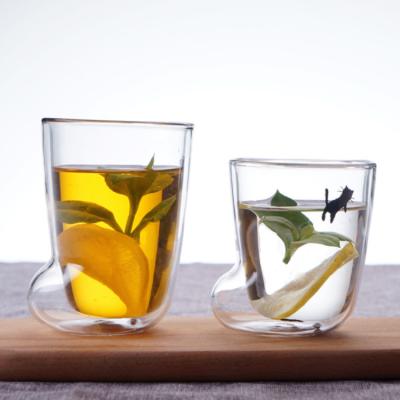 China Custom Viable Unique Glass Cup Double Wall Glass Cup Shoes Shape Glass Cup for sale