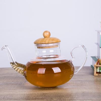 China Creative Sustainable High Borosilicate 600ml Transparent Teapot Heat Resistant Glass Teapot With Infuser for sale