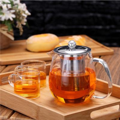 China High Sustainable Glass Teapot Heat Resistant Borosilicate Glass Teapot With Steel Filter for sale