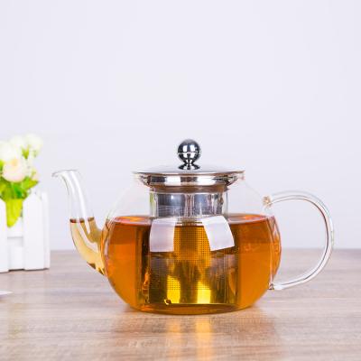 China Wholesale Sustainable High Borosilicate Glass Heat Resistant Teapot With Steel Infuser for sale