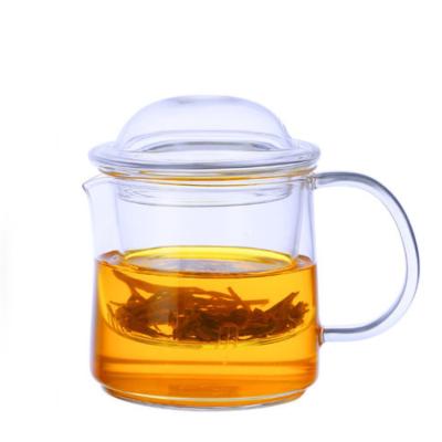 China Handmade 450ml Borosilicate Viable Blown Glass Teapot Glass Teapot with Infuser and Lid for sale