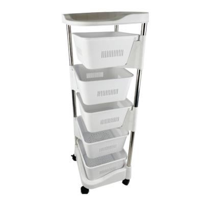 China New Design Sustainable Storage Carts Square Kitchen Plastic Trolley Organizer 2 Layers Rotating Storage Rack for sale