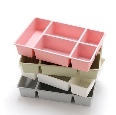 China 2021 new 5 lazy grid viable cosmetics/kitchen seasoning/plastic storage box desktop storage easy to take and easy to clean for sale