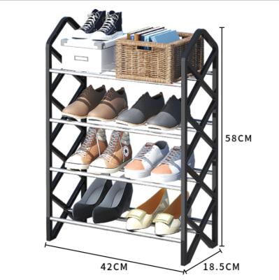 China Modern X Shaped Shoe Rack Bracket Shelf Storage Rack 4 Layer Metal Iron Shoe Storage Rack for sale