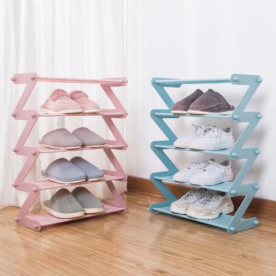 China 2021 factory z-shaped design convertible mini 5-layer non-woven plastic shoe rack for sale