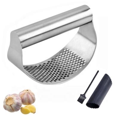 China Sustainable 3 Piece Set Kitchen Tools High Quality Stainless Steel Ginger Crusher Garlic Press for sale