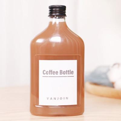 China food & Beverage Packaging 200ml 350ml 500ml Customized Logo Plastic Juice Bottle PET Flat Beverage Bottle With Aluminum Cap for sale