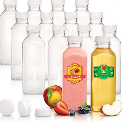 China Square 8OZ 16OZ BPA Free Plastic Beverage Bottle Empty French PET Juice Plastic Bottle for sale