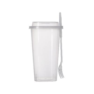 China Disposable Plastic Beverage Cup Milk Tea Cup Plastic Cups With Knives For Iced Drinks Coffee Cold Tea for sale