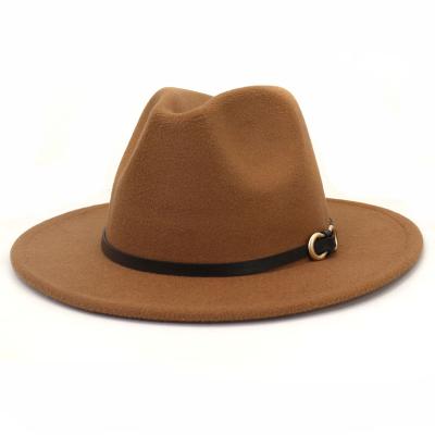 China 2022 Fedora Hats Unisex Felt Woolen Panama Hat Women Wide Brim Large Brim Fedora Party Hats Wide Brim Men Wide Brim Hats for sale