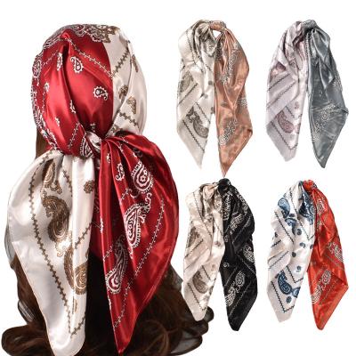 China New Design Comfortable Color Women Brand Wrap Silk Handkerchief Soft Square Elegant Luxury Wholesale Multi Bandanas Silk Scarf For Women for sale