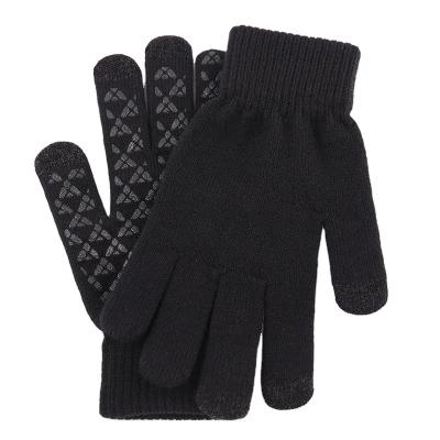 China Cashmere Wool Winter Comfortable Touch Screen/Fashion/Couples Knitted Warm Gloves Plus Thick Anti-skid Velvet Wool Touch Screen Mittens Factory Wholesale Gloves for sale