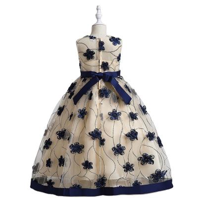 China Luxury Washable Lace Flower Pattern Girls Dresses With Bow Tie Bridesmaids Dresses for sale