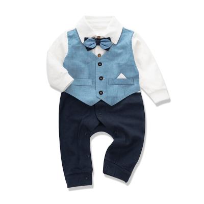 China Spandex/Cotton Spring and Autumn New Long-Sleeved False Two Piece Fit Rompers Baby Kids Boys Handsome Newborn Clothing for sale