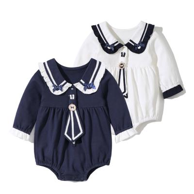 China 100% Cotton Autumn And Winter Baby Jumpsuit Navy Style Full-Run Newborn Baby Crawling Clothes for sale