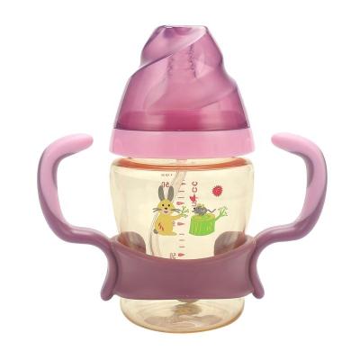 China BPA Free Baby Bottle Wide Mouth With Handle PPSU Drop-Resistant High Temperature Leak-Proof Anti-Clogging Baby Bottle for sale