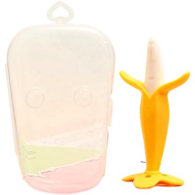 China Wholesale BPA Free Fruit Banana Teether Kids Teething Toy Silicone Baby Teether for sale