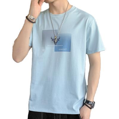 China Causal Short Sleeve printing wholesale cow Men Street Oversize 100 % Cotton Knitted T-Shirt for sale