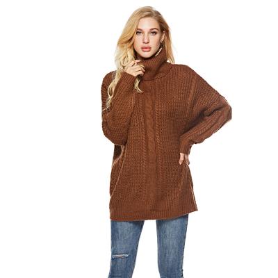 China Turtleneck loose fit knit long elegant knitted private label sweater for sale