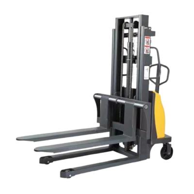 China Hotels Semi Electric Pallet Stacker Self Lift Stacker Forklift for sale