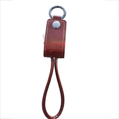 China Portable Usb Cable Mobile Phone Gift PU Key Chain Leather Micro Usb Data Charger Cable for sale