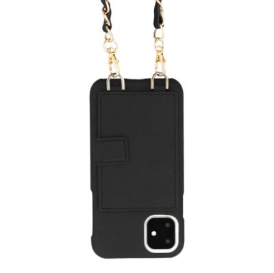 China Eco - Friendly High End Cross Body Strap Leather Phone Case With Card Slot for sale