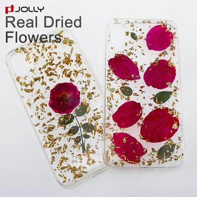 China Eco-friendly handmade real dry flower phone case cover for iPhone X, made of real flowers for sale