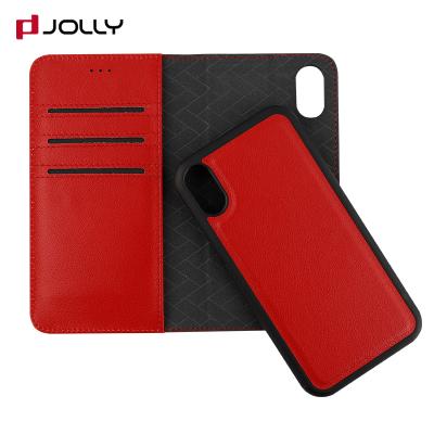 China Free Shipping Eco-Friendly Online Shopping 3 In 1 First Layer Leather Magnetic Detachable Wallet Phone Case For iPhone Xs Plus for sale