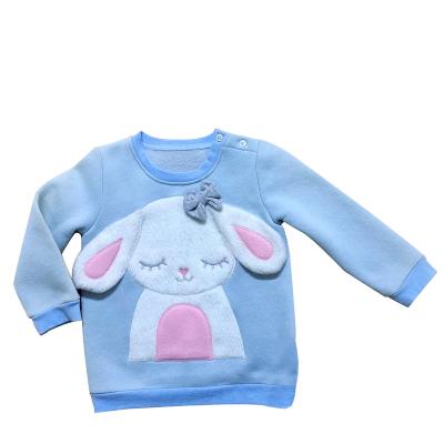 China Anti-shrink Blue Spring Autumn Patchwork Girls Sweatshirts Kids Girls Sweatshirt Clothes New Sweater Designs Long Sleeve Customization for sale