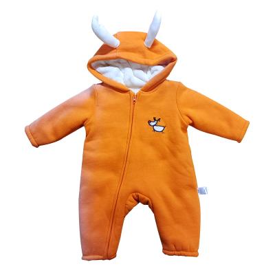 China 60%cotton40%polyester baby kids romper winter fall knitted boy solid unisex girl girl hooded infant rompers warm animal for sale