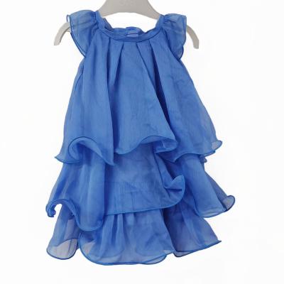 China Sweet Anti-wrinkle Summer Girls Dresses Solid Color Kids Clothing for sale