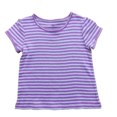 China Breathable 2-14years Old Purple Stripe Cotton T Shirts For Baby Kids Girls for sale