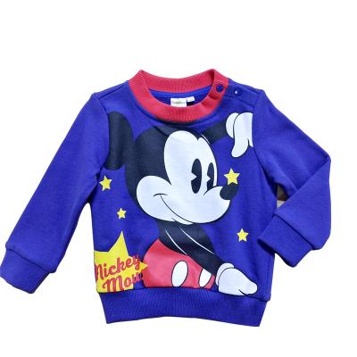 China Anti-pilling 100% cotton fleece pullover cartoon blue boy sweatshirts for girls unisex Disney print nickey mouse for sale