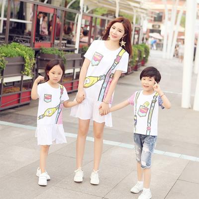 China 100% Cotton Outfit Parent-child Parent-child Matching Clothes 100% Cotton Wholesale White T-shirt for sale