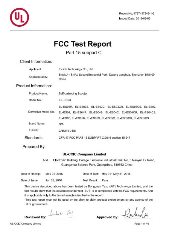 FCC - E-Link Technology Co., Ltd.