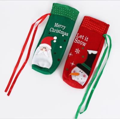 China Party Suppies Christmas Decoration Wine Cloth Bag Christmas Wine Bottle Cover for sale