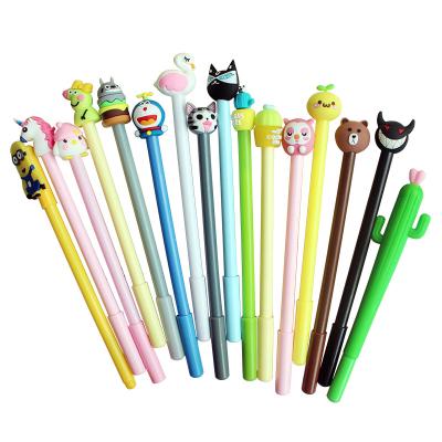 China Promotional Tip Pen Gel Pen Stationery Signature Pen Kids Gifts Pen Cartoon Cute Animal Silicone for sale