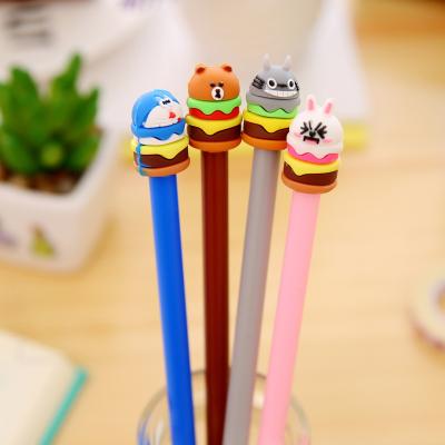 China Promotional Signature Pen Kids Gifts Pen Gel Pen Kawaii Stationery Tip Pen Cartoon Cute Cake Silicone for sale