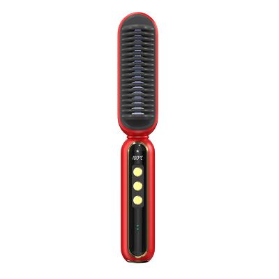 China Battery Powered Cordless Hair Straightening Comb New 2 In Portable Mini Wireless Cordless Hair Straightener 1Hair Flat Iron Styling Hair Curl for sale