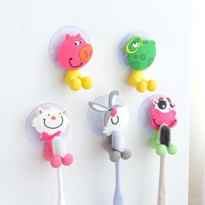 China Viable Cute Animal Cartoon Sucker Toothbrush Wall Holder Suction Cup Bathroom Toothbrush Holder for sale