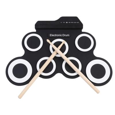 China Amazon Hot Selling Silicone Pad Silicone Electronic Foldable Drum Set Portable Mini Usb Drum Kit E Roll Practice Drum Sets For Kids for sale