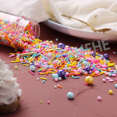 China Metallic gold sugar rods sugar beads nonpareils mix wholesale price color sugar ball sprinkles candy for cake decorations SB-1 for sale