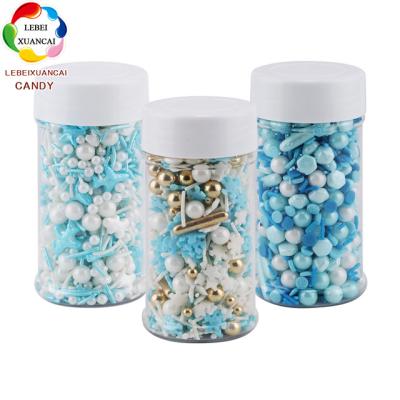 China For Cake Bule Winter Romantic White Pearl Pressed Edible Sugar Pearls Rainbow Color Confetti Candy Decorated Shaped Jimmies Sprinkles for sale