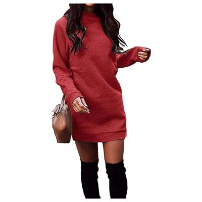 China Women's Wool Sweater Dress Anti-Static Mini Long Pullover Sweater Casual Long Sleeve Dress With Pockets for sale