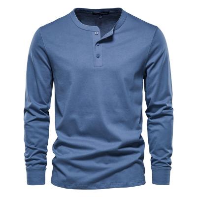 China AIOPESON Anti-wrinkle AIOPESON Henry Collar T-shirt Men's Casual Solid Color Long Sleeve T-Shirt For Men's Autumn High Quality 100% Cotton T-Shirts for sale