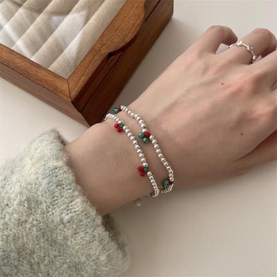 China 925 Sterling Silver Round Beads CLASSIC High Quality Custom Cherry Shaped Bead Relationship Bracelets for sale