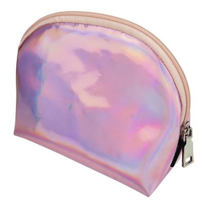 China Laser Top Pink Cosmetic Pocket Travel Zipper Holographic Makeup Organizer Bag For Girl for sale